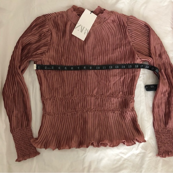 Zara Pleated High Neck Long Sleeve Blouse Size Small **New with Tag** - Picture 7 of 10
